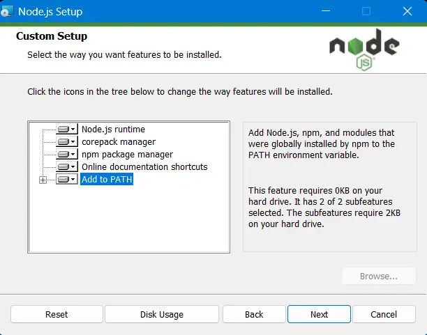 instal node.js langkah 4