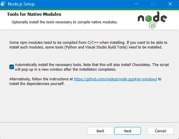 Update node.js langkah 5
