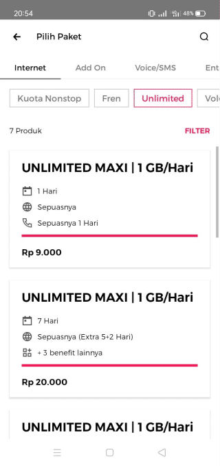 Berbagai pilihan paket data smartfren UNLIMITED MAXI