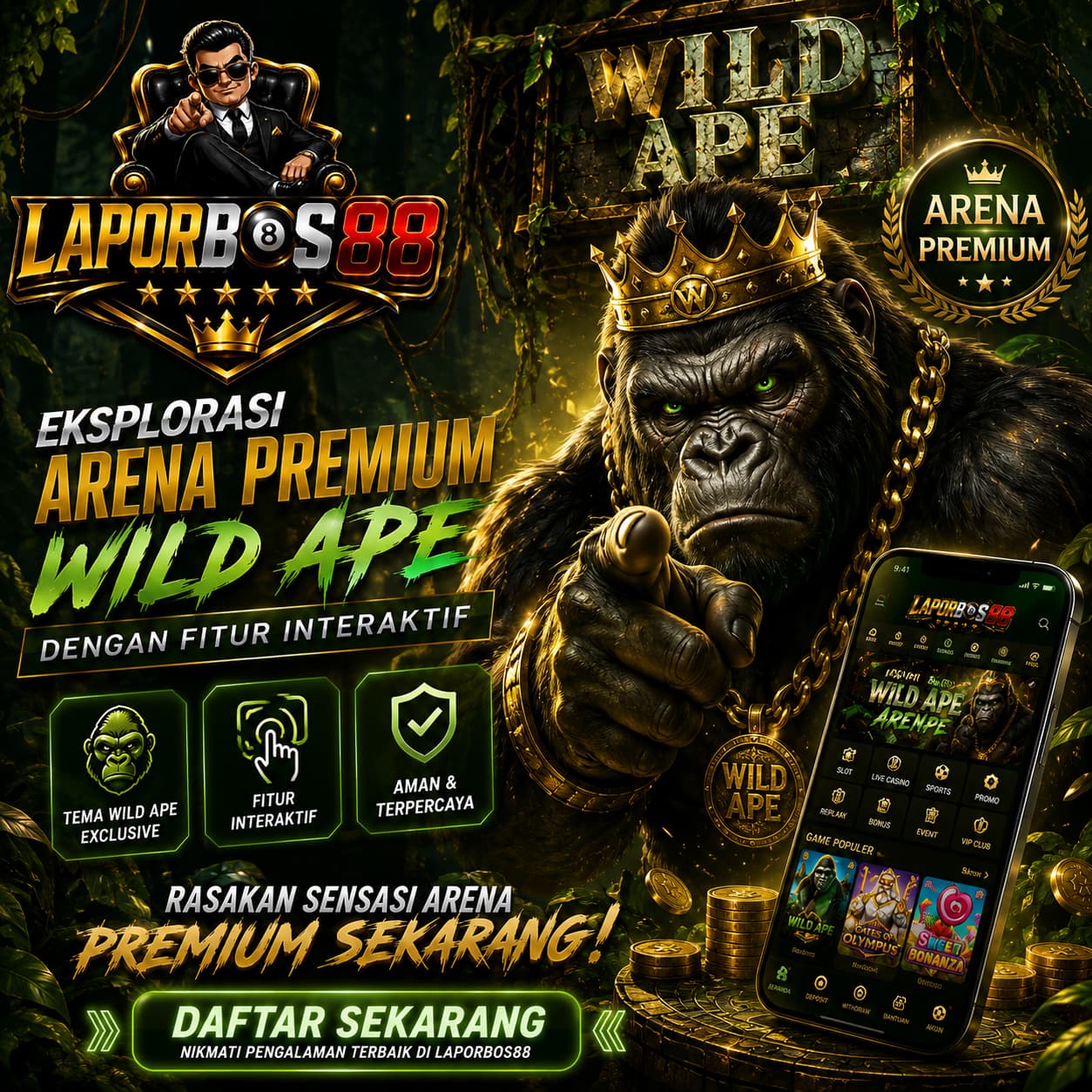 LAPORBOS88 | Eksplorasi Arena Premium Wild Ape dengan Fitur Interaktif