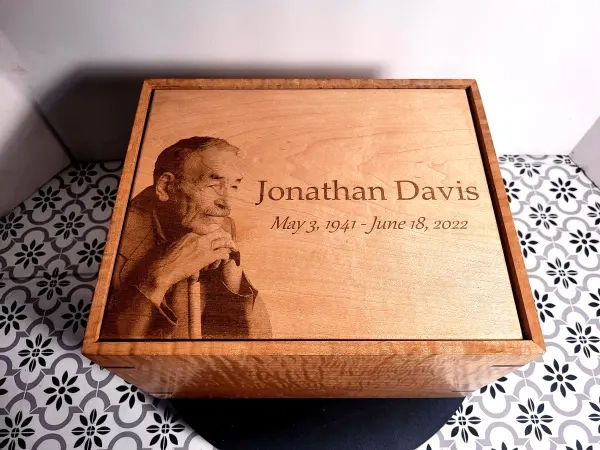 Beautiful handcrafted custom memorial urn in wood