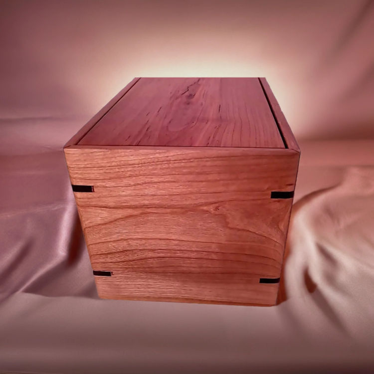Back view of  Biodegradable Cherry Urn  with Cherry top and Cherry sidesperfect for personalization