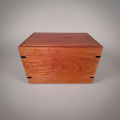 Front and top view of  Cherry Warm Remembrance Urn , showcasing its design and customizable engraving area