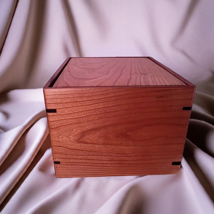 Alternate side view of  Cherry Wood Legacy Urn  featuring Cherry top and Cherry sidesideal for creating a unique memorial