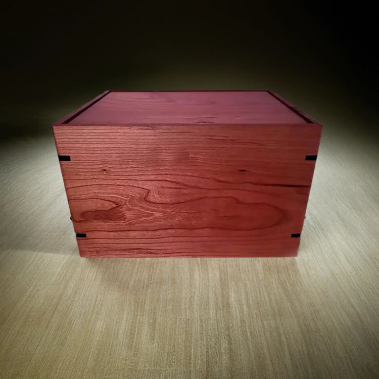 Front and top view of CherrywoodTribute Urn, showcasing its design and customizable engraving area