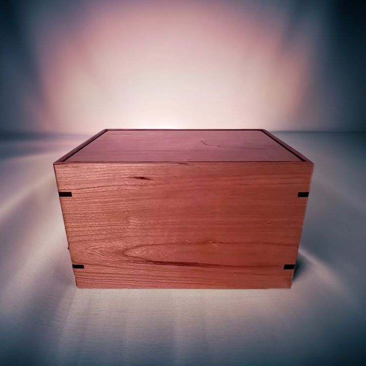 Front and top view of  Classic Cherry Engravable Urn , showcasing its design and customizable engraving area