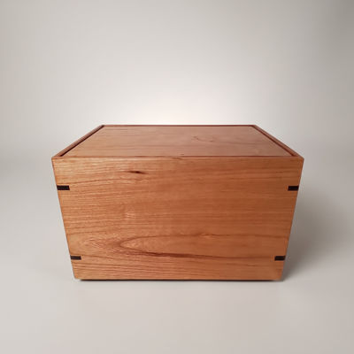 Front and top view of  Classic Cherry Engravable Urn , showcasing its design and customizable engraving area