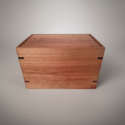 Front and top view of Classic Cherry Remembrance Urn, showcasing its design and customizable engraving area