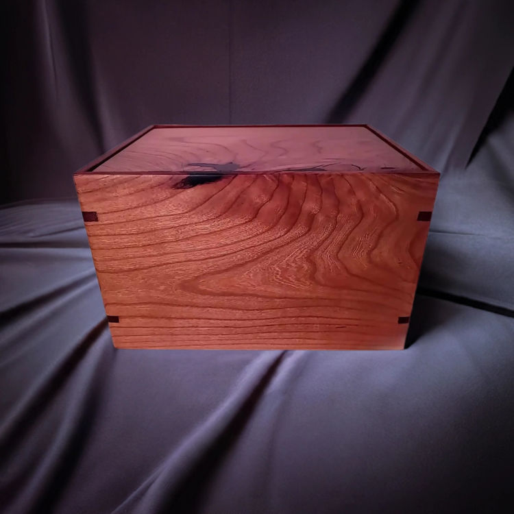 Front and top view of Grand Cherry Engravable-Photo Urn, showcasing its design and customizable engraving area