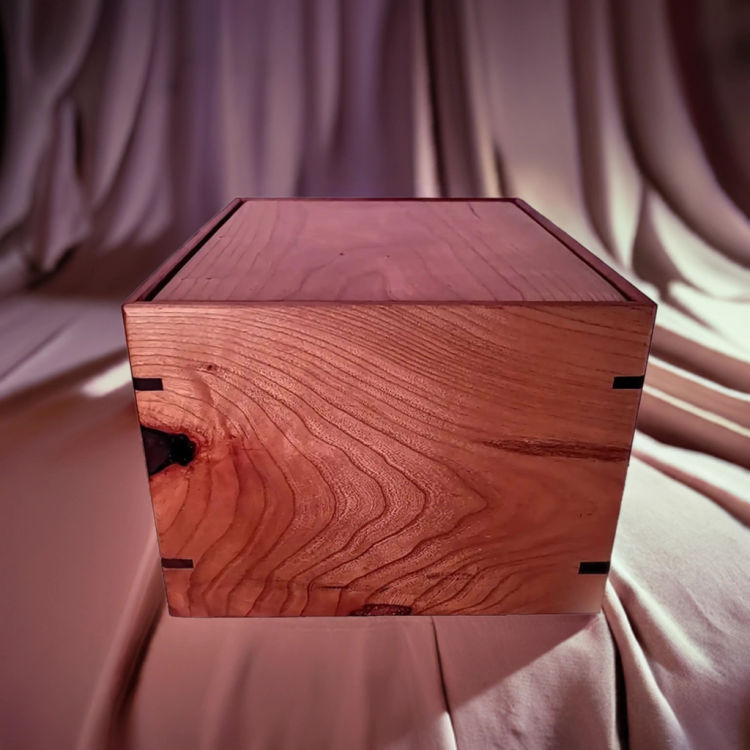 Back view of  Handcrafted Cherry Tribute Urn  with Cherry top and Cherry sidesperfect for personalization