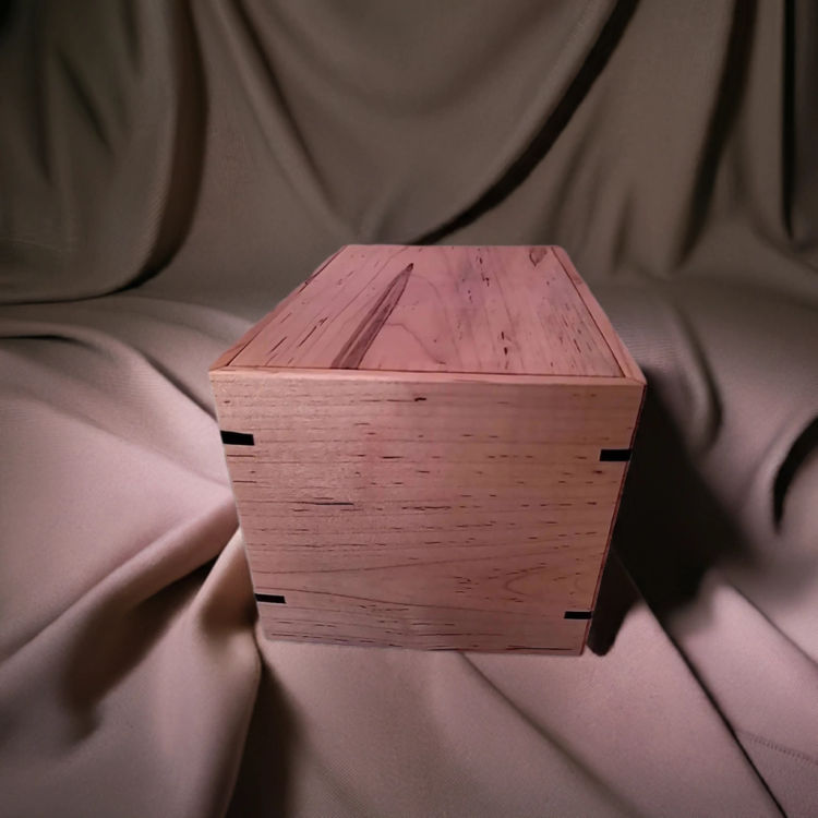Alternate side view of Handcrafted Maple Engravable Urn featuring Maple top and Maple sidesideal for creating a unique memorial