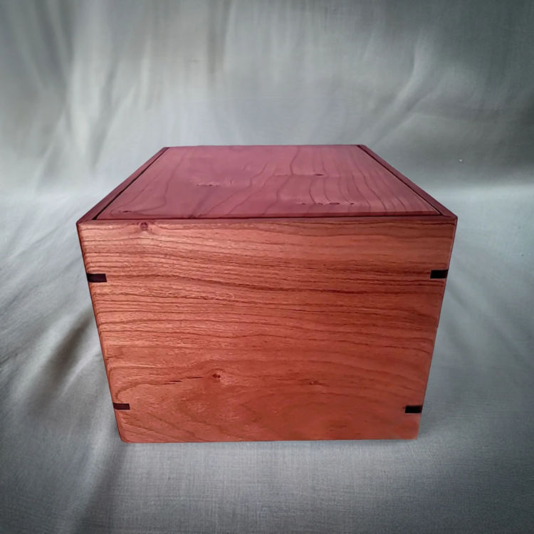 Back view of  Large Cherry Engravable-Photo Urn  with Cherry top and Cherry sidesperfect for personalization