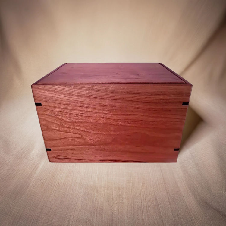 Front and top view of  Large Cherry Engravable-Photo Urn , showcasing its design and customizable engraving area
