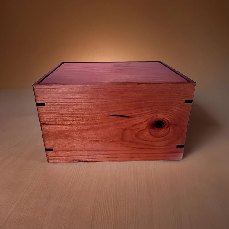 Back view of  Large Cherry Engravable Urn  with Cherry top and Cherry sidesperfect for personalization