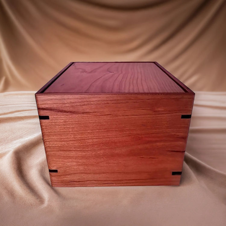 Side view of  Large Cherry Engravable Urn  with an elegant, earth-friendly natural-oil finish