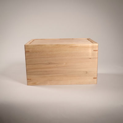Front and top view of Large Maple Cremation Urn, 364 cu in, showcasing its design and customizable engraving area