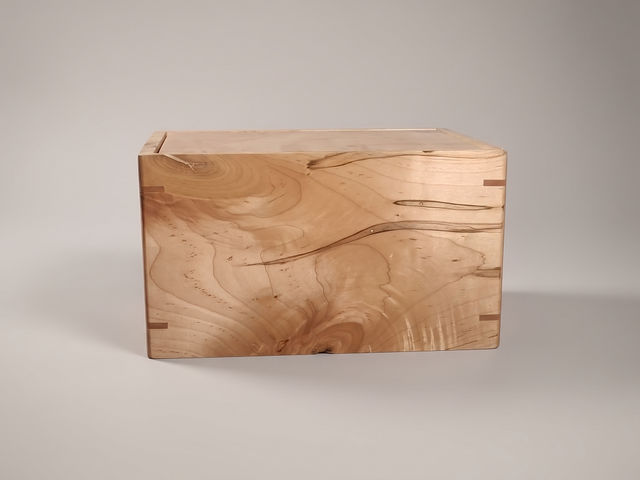 Maple Laser Engraved Cremation Urn, Large 335 cu in — one-of-a-kind maple cremation urn No. 536