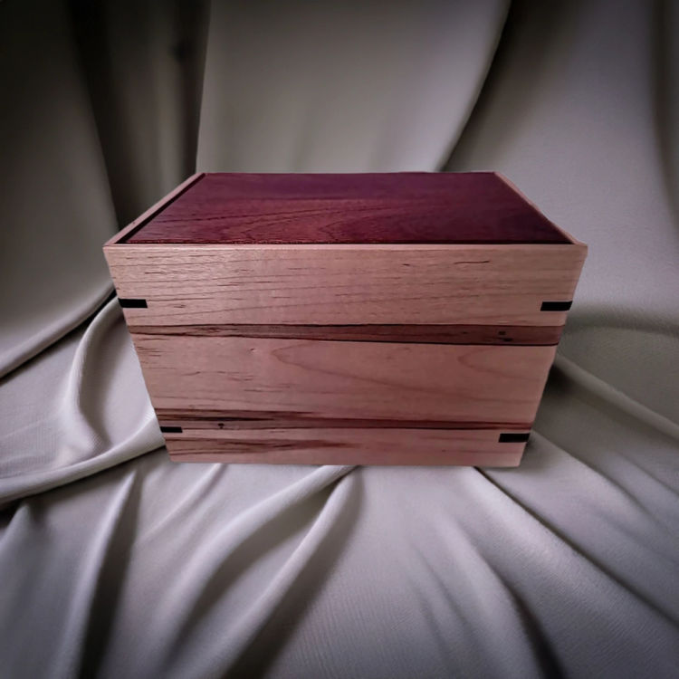 Back view of Mahogany & Maple Elegance Urn with Mahogany top and Maple sidesperfect for personalization