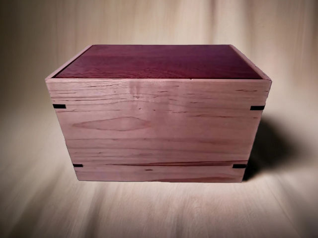 Personalized Medium Mahogany & Maple Urn, 150 ci — one-of-a-kind maple cremation urn No. 211