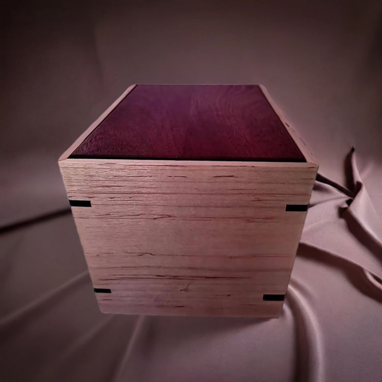 Side view of Mahogany & Maple Elegance Urn with an elegant, earth-friendly natural-oil finish