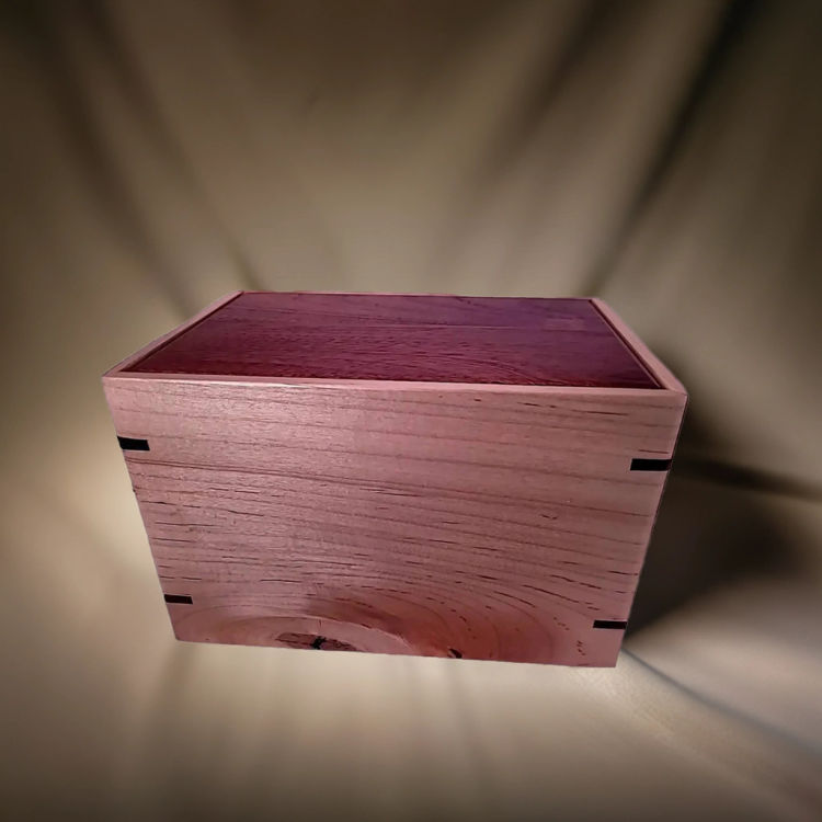 Back view of Mahogany & Maple Remembrance Urn with Mahogany top and Maple sidesperfect for personalization