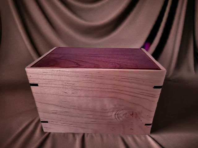 Personalized Medium Mahogany & Maple Urn, 150 ci — one-of-a-kind maple cremation urn No. 207