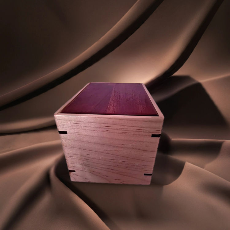 Alternate side view of Mahogany & Maple Remembrance Urn featuring Mahogany top and Maple sidesideal for creating a unique memorial