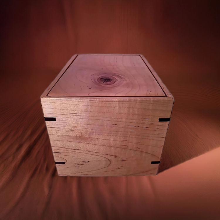Side view of  Maple Elegant Memorial Urn  with an elegant, earth-friendly natural-oil finish