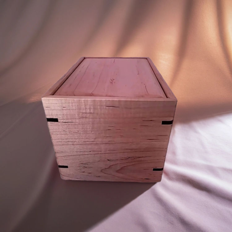 Side view of Maple Engravable Keepsake Urn with an elegant, earth-friendly natural-oil finish