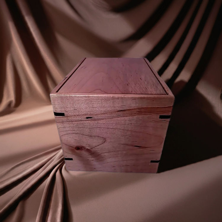 Side view of  Maple Engravable Tribute Urn  with an elegant, earth-friendly natural-oil finish