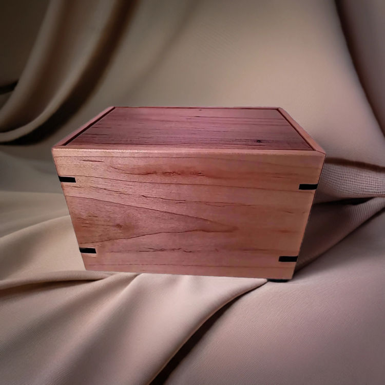 Front and top view of Maple Keepsake Engravable Urn, showcasing its design and customizable engraving area