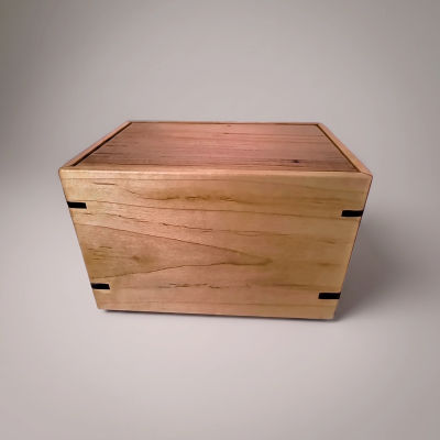 Front and top view of Maple Keepsake Engravable Urn, showcasing its design and customizable engraving area