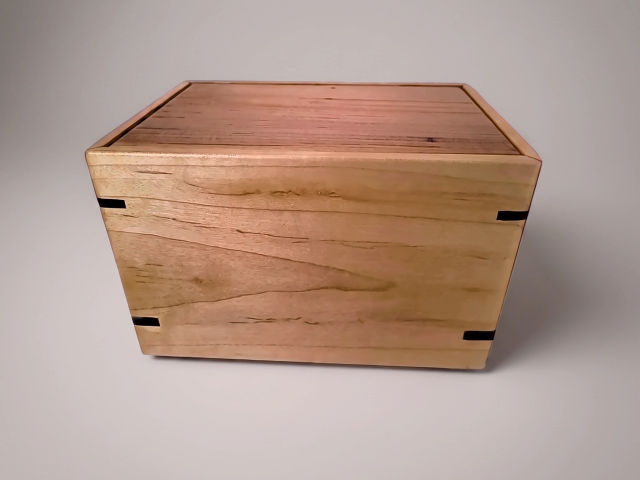 Maple Laser Engraved Cremation Urn, Medium 150 cu in — one-of-a-kind maple cremation urn No. 313