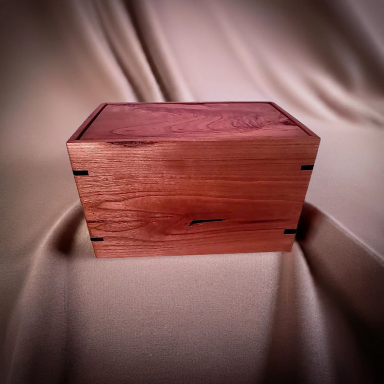 Front and top view of  Natural Cherry Engravable Urn , showcasing its design and customizable engraving area