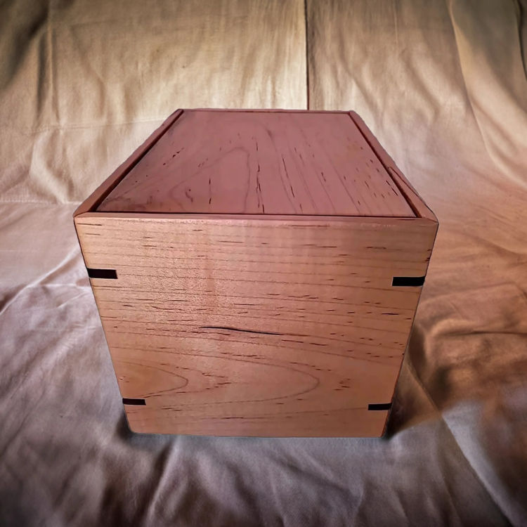 Back view of Natural Maple Engravable Urn with Maple top and Maple sidesperfect for personalization