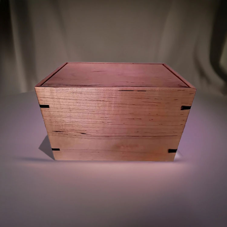 Front and top view of Natural Maple Engravable Urn, showcasing its design and customizable engraving area