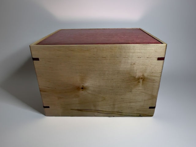 Personalized Large Purpleheart & Maple Urn, 368 ci — one-of-a-kind maple cremation urn No. 514