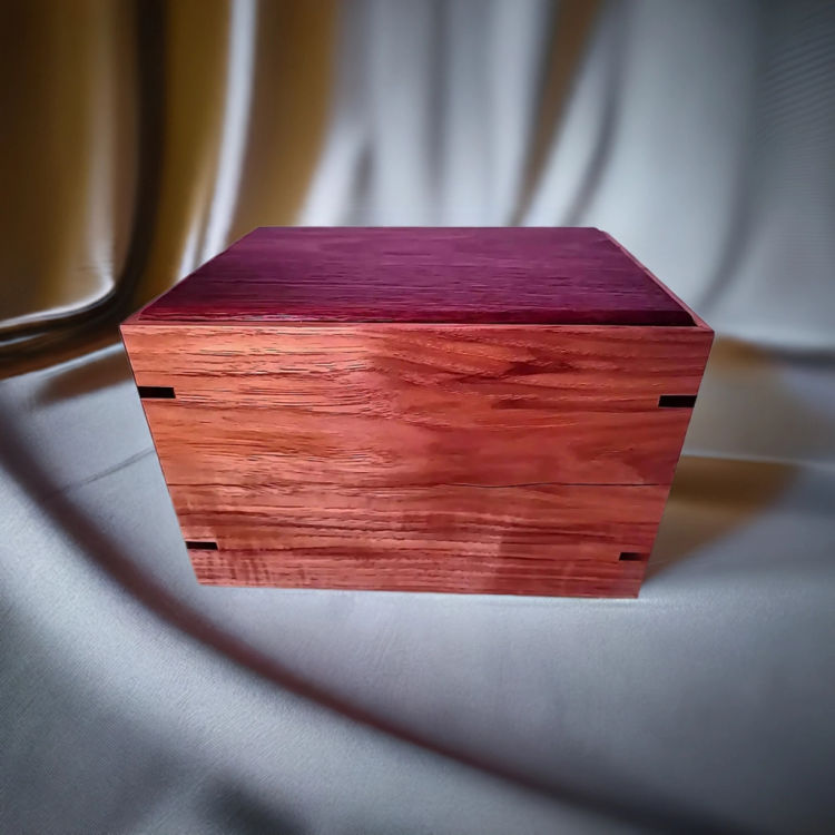 Side view of Red-Hardwood & Hickory Keepsake Urn with an elegant, earth-friendly natural-oil finish