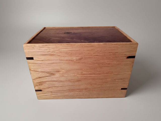 Walnut & Hickory Laser Engraved Cremation Urn, Medium 150 cu in — one-of-a-kind walnut cremation urn No. 331