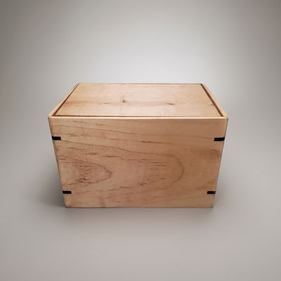 Front and top view of Simple Maple Memorial Urn, showcasing its design and customizable engraving area
