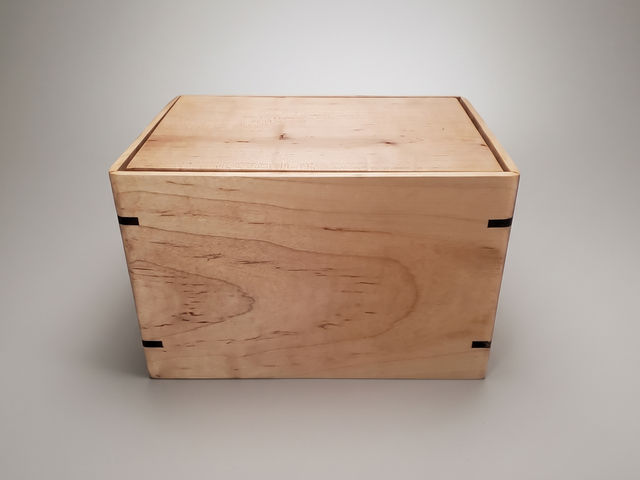 Maple Laser Engraved Cremation Urn, Medium 150 cu in — one-of-a-kind maple cremation urn No. 309