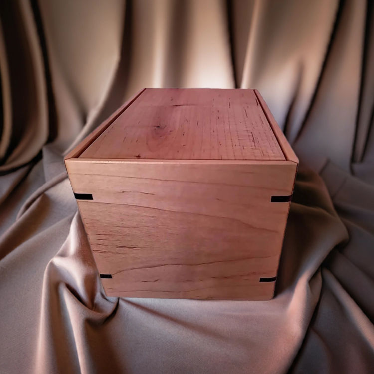 Side view of Simple Maple Memorial Urn with an elegant, earth-friendly natural-oil finish