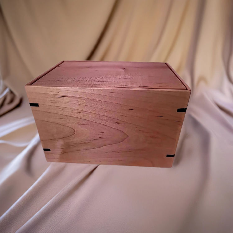 Alternate side view of Simple Maple Memorial Urn featuring Maple top and Maple sidesideal for creating a unique memorial