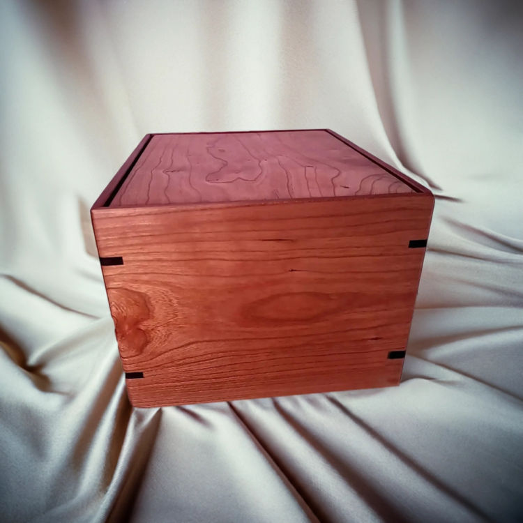 Back view of  Solid Cherry Engravable Urn  with Cherry top and Cherry sidesperfect for personalization