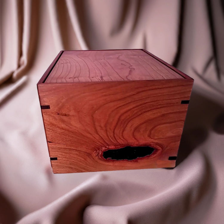 Side view of  Solid Cherry Engravable Urn  with an elegant, earth-friendly natural-oil finish