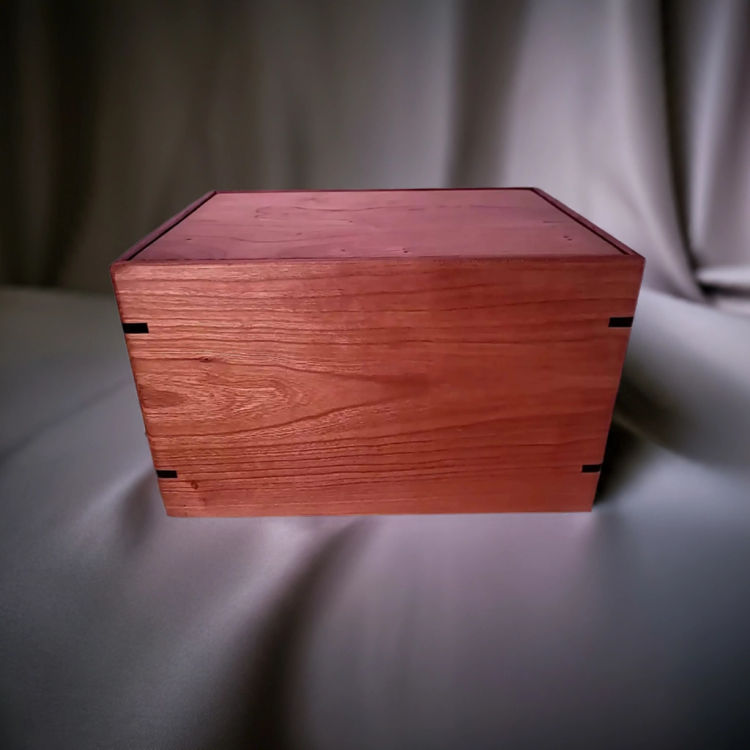 Alternate side view of  Solid Cherry Engravable Urn  featuring Cherry top and Cherry sidesideal for creating a unique memorial