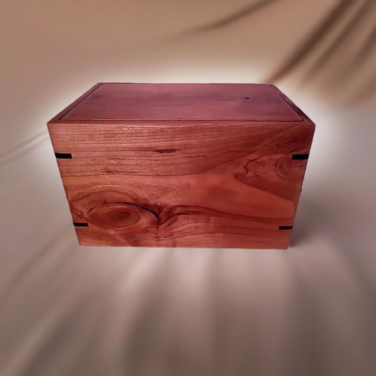 Back view of  Solid Cherry Keepsake Urn  with Cherry top and Cherry sidesperfect for personalization