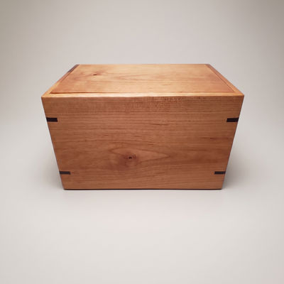 Front and top view of  Solid Cherry Keepsake Urn , showcasing its design and customizable engraving area