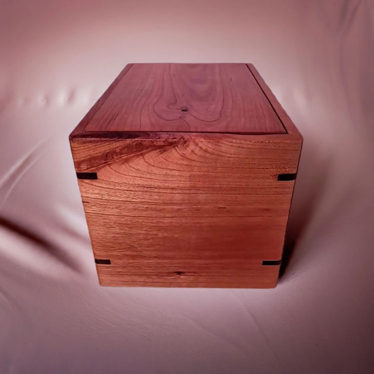 Alternate side view of  Solid Cherry Keepsake Urn  featuring Cherry top and Cherry sidesideal for creating a unique memorial