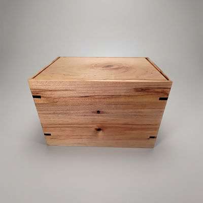 Front and top view of Solid Maple Engravable Urn, showcasing its design and customizable engraving area